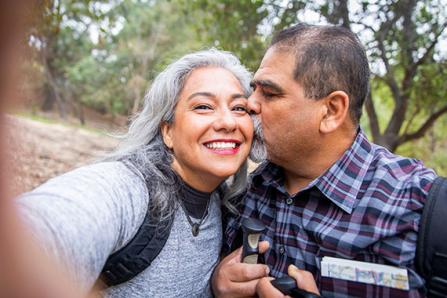 Woman and man taking a selfie